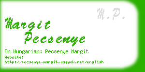 margit pecsenye business card